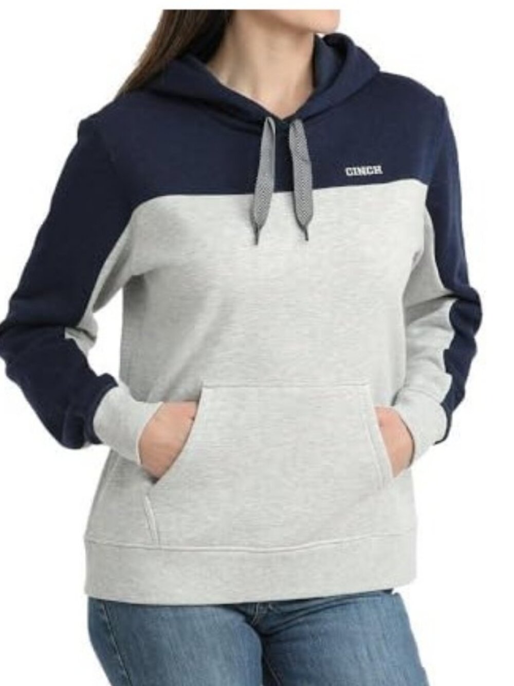 Cinch Women's XL Long Sleeve Colorblock Fleece Logo Hooded Pullover Sweatshirt